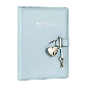 Victoria s Journals Hush Hush Kilitli Pastel Mavi Defter Kutulu 80 gr. 160 yp. Çizgili