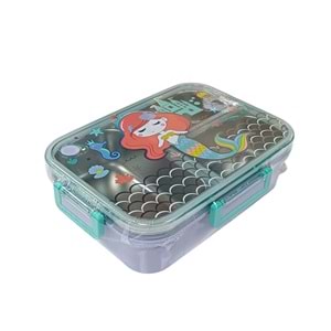 Vest Deniz Kızı Şeffaf Kapaklı Kız Çocuk Çelik Beslenme Kabı VST-BES0023