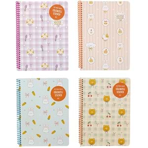 Keskin Color Karton Kp. Stickerlı Spiralli 80 Yp. Kareli Kawaii Defter 16,5x22,5 cm