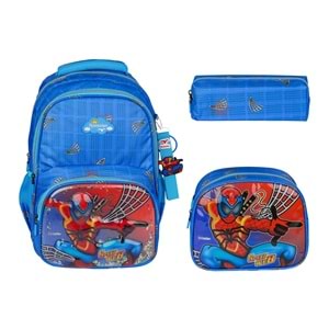 Relaxion Kabartmalı Örümcek Adam Figürlü İlkokul Çantası Beslenme+Kalemlik 1370