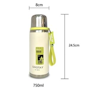 Shotay Premium Çelik Termos Matara 750 ml. ST-8161 (ASORTİ)
