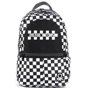United Colors of Benetton Çift Bölmeli Okul Sırt Çantası Kareli Siyah 03780