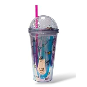 Figürlü Işıklı Pipetli Bardak 450 ml. TGB405G