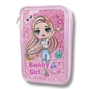 Bear&Deer Parıltılı Bunny Girl 3 Gözlü Kalem Kutusu BD-KCS223