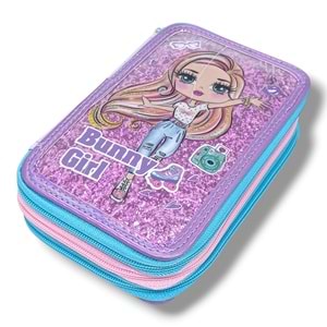 Bear&Deer Parıltılı Bunny Girl 3 Gözlü Kalem Kutusu BD-KCS223