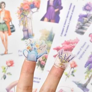 Puslu Anılar Zarif Çiçekler Sticker Defteri 20 Sayfa