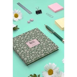 My Mia Art Yeşil Papatya Kenar Baskılı Defter, 16x16 cm