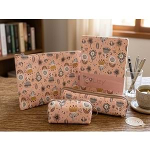 Liz Hediyelik Seti Daily Not Defteri+Kalemlik+Makyaj Çantası+Küçük Cüzdan FORSET-1