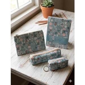 Liz Hediyelik Seti Daily Not Defteri+Kalemlik+Makyaj Çantası+Küçük Cüzdan FORSET-1