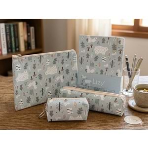 Liz Hediyelik Seti Daily Not Defteri+Kalemlik+Makyaj Çantası+Küçük Cüzdan FORSET-1