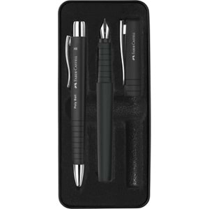Faber-Castell Poly Ball Dolma Kalem ve Tükenmez Kalem Metal Kutulu Hediye Seti – Siyah
