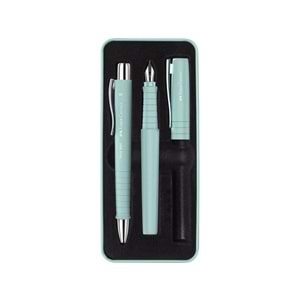 Faber-Castell Poly Ball Dolma Kalem ve Tükenmez Kalem Metal Kutulu Hediye Seti – Karayip Mavisi