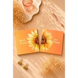 Lizy Best Friend İkili Defter Seti 16x16 cm Sert Kapak Düz İç Sayfa