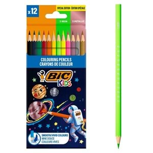 Bic Cosmo 12 Renk Kuru Boya 6 Standart+3 Metalik+3 Neon