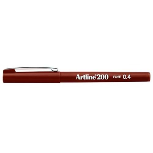 Artline 200N Fine Keçe Uçlu Yazı Kalemi Uç 0.4 Mm Koyu Kahverengi