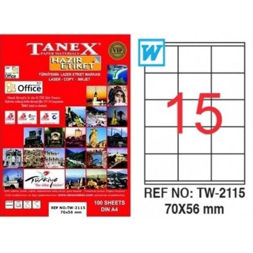 Tanex Laser Etiket Tw-2115 70 X 56 Mm