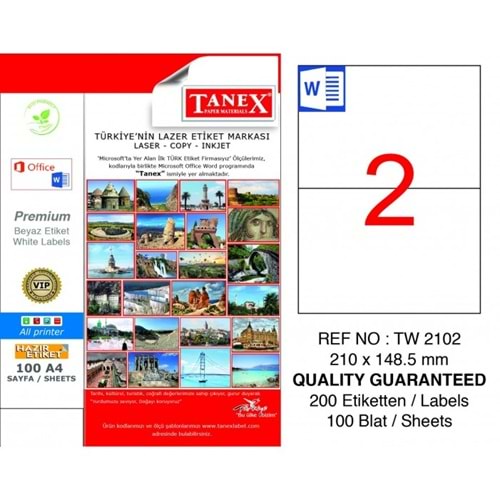 Tanex Laser Etiket Tw-2102 210 X 148.5 Mm
