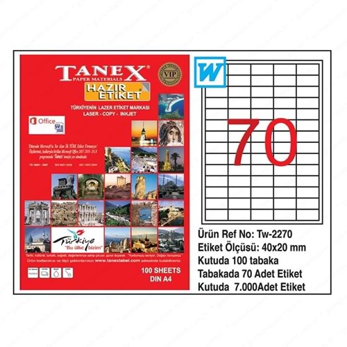 Tanex TW-2270 40x20 mm Laser Etiket