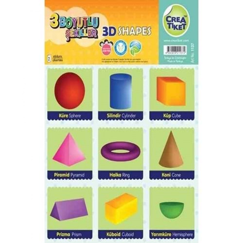 Geometrik Şekiller+ 3D Şekiller Eğitim Etiketleri