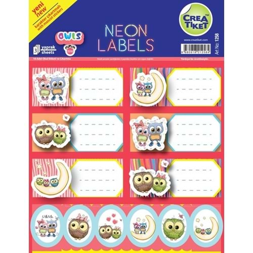 Owls Neon Defter Etiketleri ( 3 Yapraklı Paket)