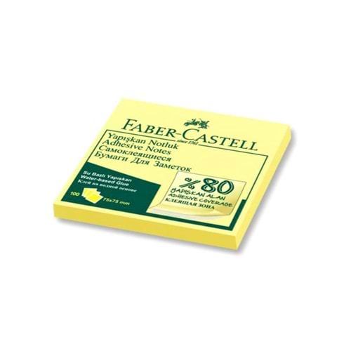 Faber-Castell Yapışkan Notluk 75x75mm, Fosforlu Sarı