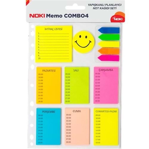 Noki Memo Combo 4 Sticker Seti Yapışkanlı Not Kağıdı