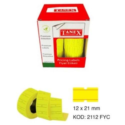 Tanex 12mmx21mm Fiyat Etiketi Sarı 1 Adet