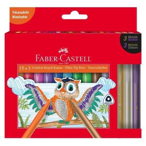 Faber-Castell Comfort Keçeli Kalem 15+3 Metalik