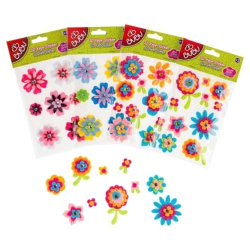 Bu-Bu Keçe Sticker Mavili Çiçekler Sts010(St0032)