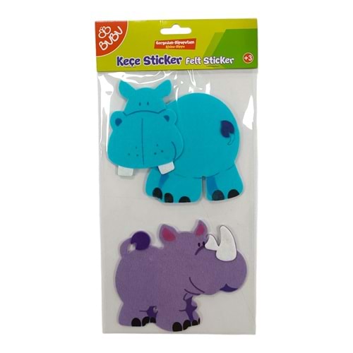 Bubu 3D Büyük Keçe Sticker Gergedan Hipopotam Sts011(St0036)