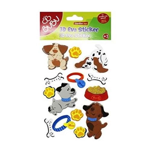 Bubu 3D Eva Sticker Köpekler Yapışkanlı Eva