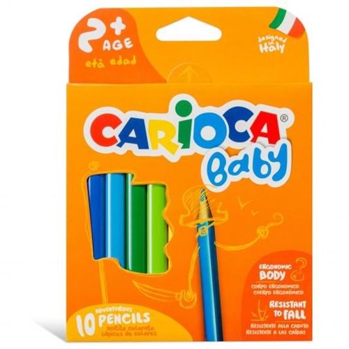 Carioca Jumbo Bebek Üçgen Kuru Boya Kalemi 10 Renk +2 yaş