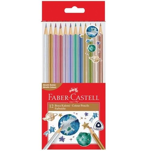 Faber-Castell 12 Li Metalik Renkler Üçgen Boya Kalemi