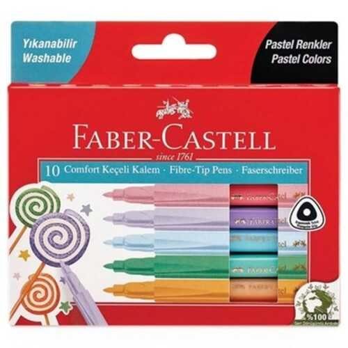 Faber-Castell Comfort Keçeli Kalem Pastel Renkler 10 Lu