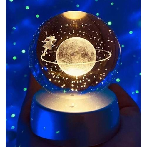 Satürn Işıklı Cam Küre
