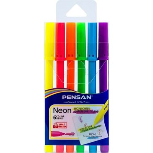 Pensan 6 Renk Neon İşaretleme Kalemi