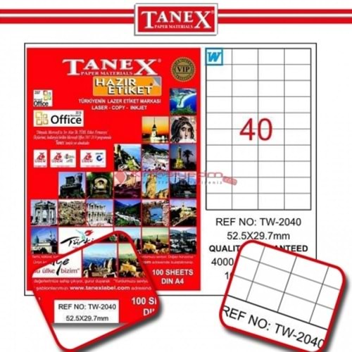 Tanex Tw-2040 Lazer Etiket 52.5x29.7mm 100 Lü