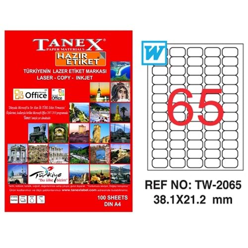 Tanex Lazer Etiket TW-2065 38.1x21.2 mm