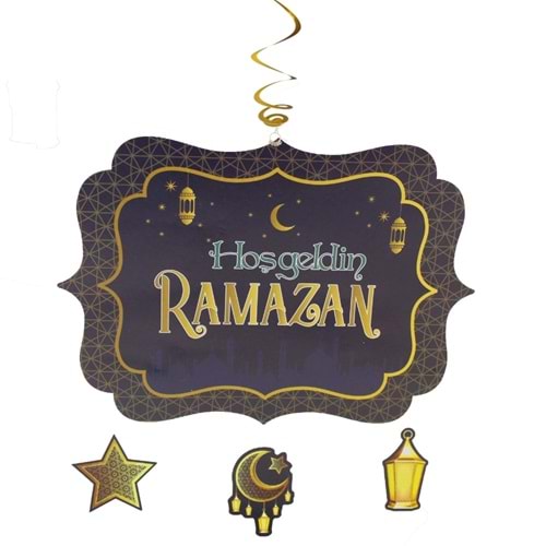 Hoşgeldin Ramazan Büyük Tavan Süs Mavi