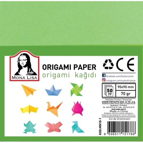 Monalisa Origami Kağıdı 9X9 70 Gr. 50 Yp