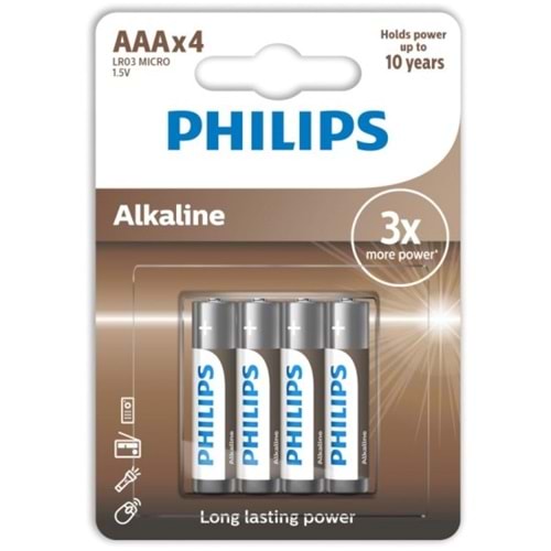 Philips Alkaline AAA 4 Lü İnce Pil LR03