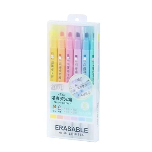 Silinebilir 6 Lı Neon Renkler Fosforlu Kalem Seti