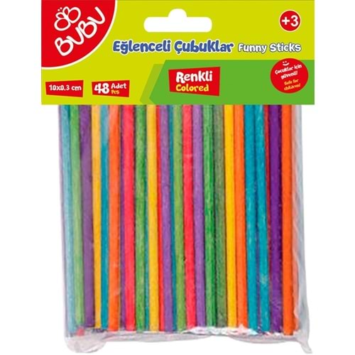 Bu-Bu Eğlenceli Çubuklar Renkli 10x0,3 cm 24 Lü