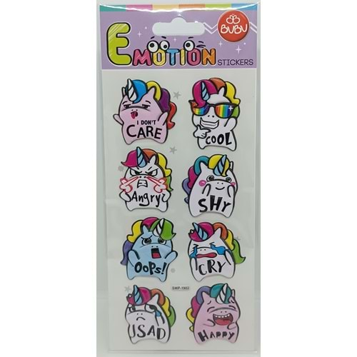 Bu-Bu Emotion Puffy Stickers Unicorn 9x21 SWP-1902