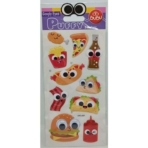 Bu-Bu Şaşkın Gözler Puffy Sticker Fastfood 9x21 SWP-2605