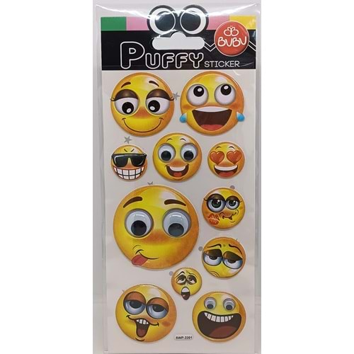 Bu-Bu Şaşkın Gözler Puffy Sticker Emojiler 9x21 SWP-2201