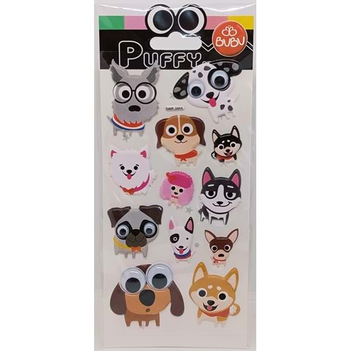 Bu-Bu Şaşkın Gözler Puffy Sticker Köpekler 9x21 SWP-2005