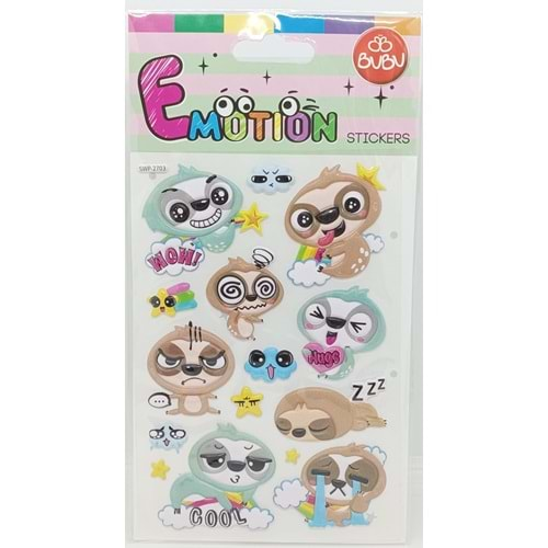 Bu-Bu Emotion Puffy Stickers Tembel Hayvan 10,9x20,5 SWP-2703