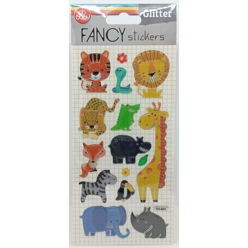 Bu-Bu Damla Stickers Glitter Vahşi Hayvanlar 9x20 PUS-6603