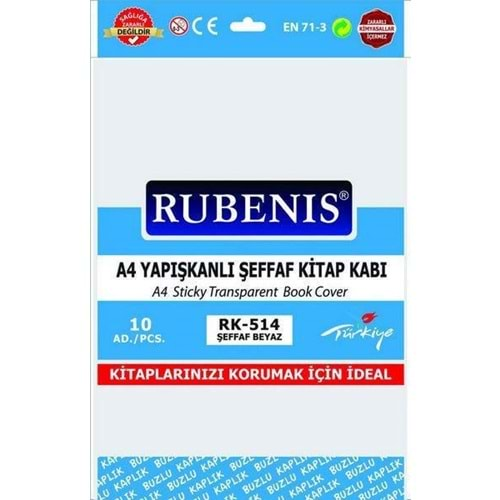 Rubenis A4 Yapışkanlı Buzlu Şeffaf Kitap Kabı Beyaz